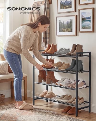 SONGMICS 4-Tier Metal Shoe Rack, Vertical Shelf, Holds up to 20 Pairs
