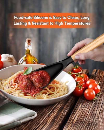 Badiano Silicone Cooking Spoon for Nonstick Cookwares, Multi-function,13.4"