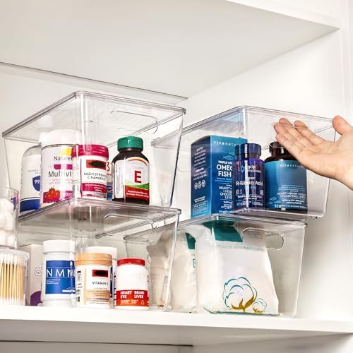 Vtopmart 6 Pack Clear Stackable Storage Bins with Lids and Handles, Large