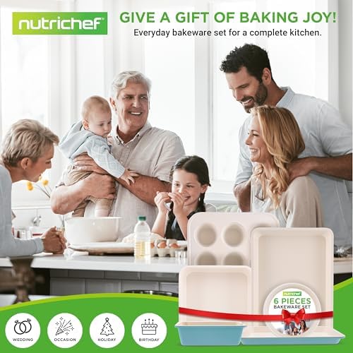 NutriChef Non Stick Baking Pans Set, 6-Piece Bakeware Set