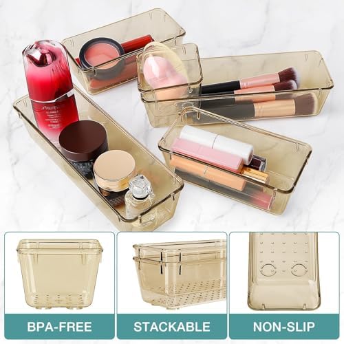 16 PCS Drawer Organizer Set, 5 Size Bathroom and kitchen organizer Trays