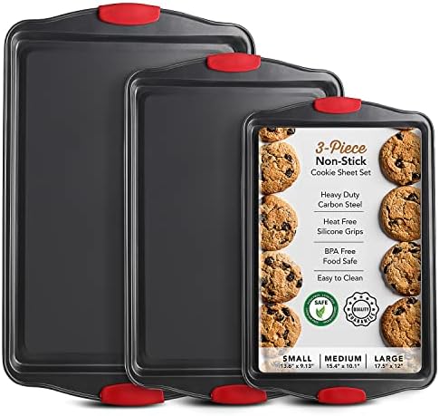 Eatex Baking Sheet Set, 3 Piece Baking Pans Set, Cookie Sheets for Baking