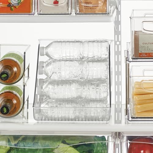 iDesign Plastic Water Bottle Organizer for Fridge, Clear, 4-Pack