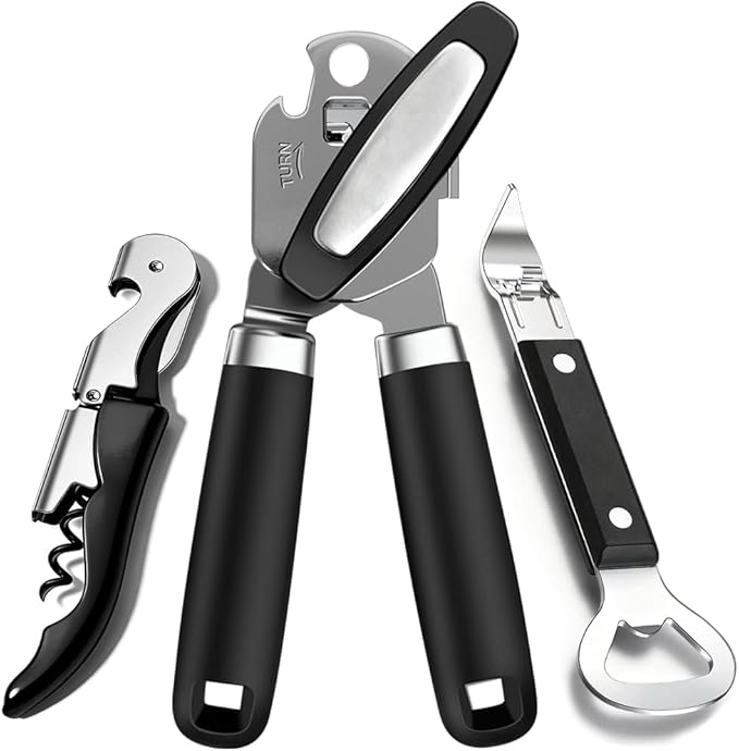 3PCS Can Opener Manual & Bottle Opener & Wine Opener, Smooth Edge Can Openers by Unknown