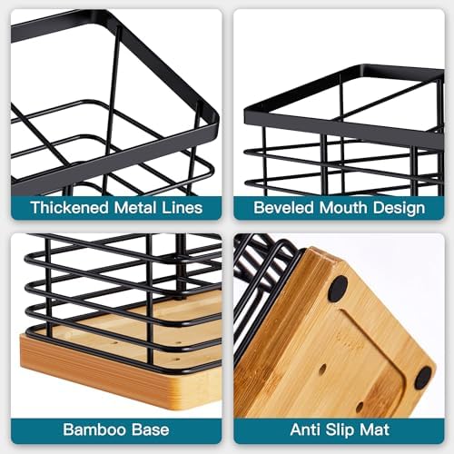 Suli Extra Large Kitchen Utensil Holder, 4 Compartments, Black