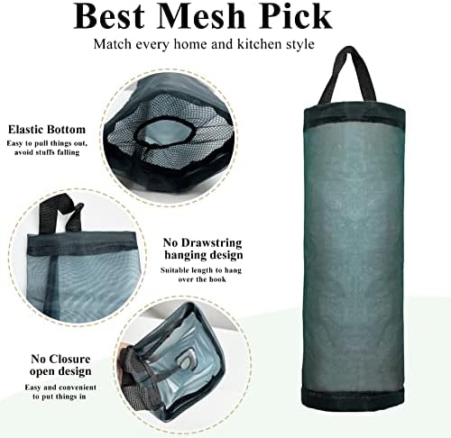 TOGETRUE Plastic Bag Holder, Mesh Grocery Bag Holder Hanging Storage Bag Dispenser (Dark Green 2 Packs)