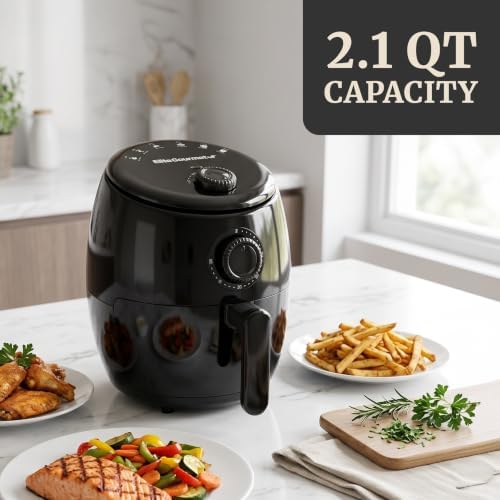 Elite Gourmet 2.1Qt Personal Air Fryer, 1000W, Oil-Less, Compact Design