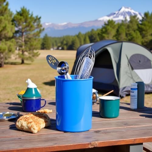Reston Lloyd Calypso Basics Multipurpose Cookware Storage Crock, Kitchen Countertop & Office Desk Organization, Durable & Food Safe BPA-Free Plastic, Azure