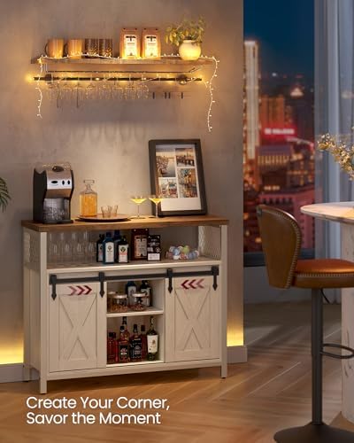VASAGLE Buffet Cabinet, Coffee Bar with 2 Sliding Barn Doors