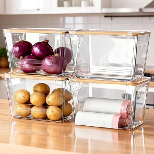 4 Pack Pantry Storage Containers for Onions, Potatoes and Trash Bags