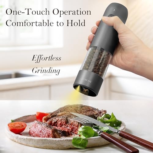 Ultrean Electric Salt and Pepper Grinder Set, Rechargeable,Gray
