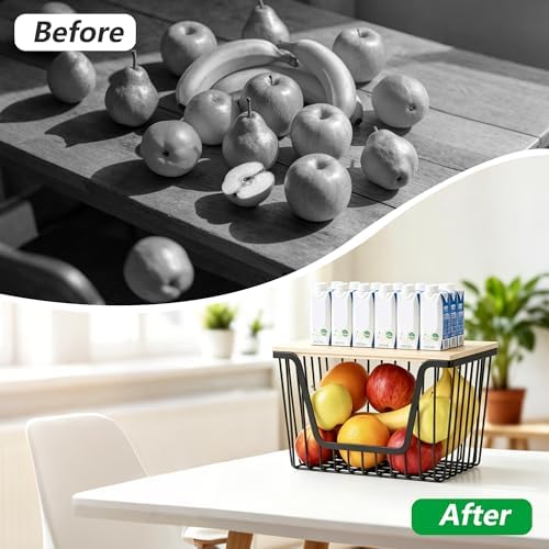 1 Pack Fruit Basket for Kitchen Counter, Stackable Pantry Organizers Storage, Large Wire Storage Basket Suitable for Storing Fruits, Onions, Potatoesand Vegetables