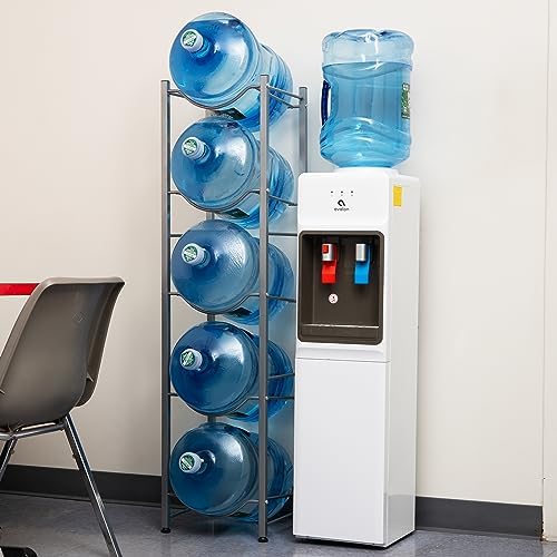 Mind Reader 5 Gallon Water Jug Stand, Water Bottle Holder, Water Cooler Stand, Rack, Metal, 13.5"L x 13.5"W x 54"H, Silver