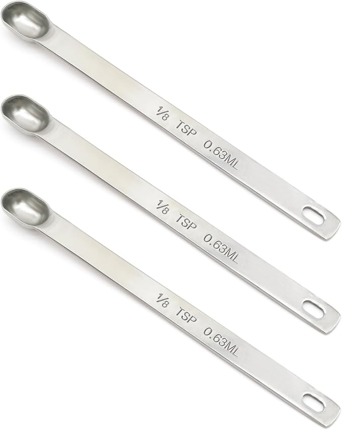 3PCS 1/8tsp Single Measuring Spoon, Stainless Steel Long Handle Individual by BERYLER