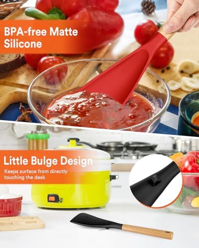 Badiano Silicone Cooking Spoon for Nonstick Cookwares, Multi-function,13.4"