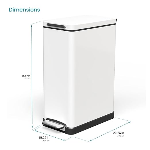 Home Zone Living 12 Gallon Slim Kitchen Trash Can - Image 7