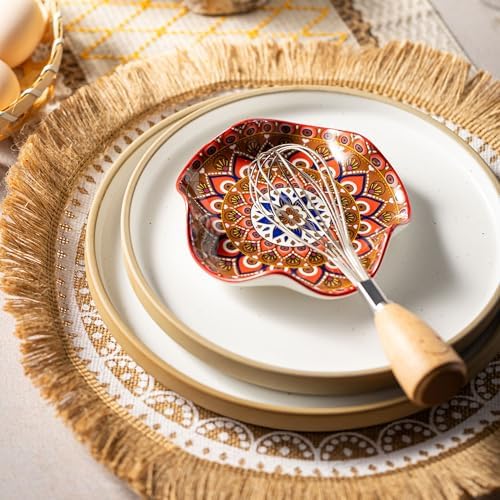 Miamolo Ceramic Spoon Rest for Kitchen Counter, Cooking Spoon Holder, Boho