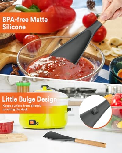 Badiano Silicone Cooking Spoon for Nonstick Cookwares, Multi-function,13.4"