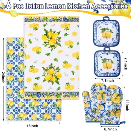 FoldTier 6 Pcs Capri Lemon Kitchen Decoration Amalfi Coast Kitchen Supplies