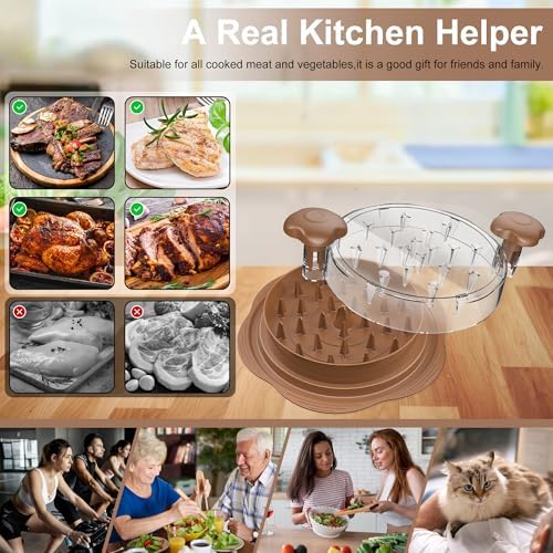 Chicken Shredder Tool Twist Large Meat Shredder with Brush&Fork, Brown
