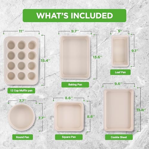 NutriChef Non Stick Baking Pans Set, 6-Piece Bakeware Set