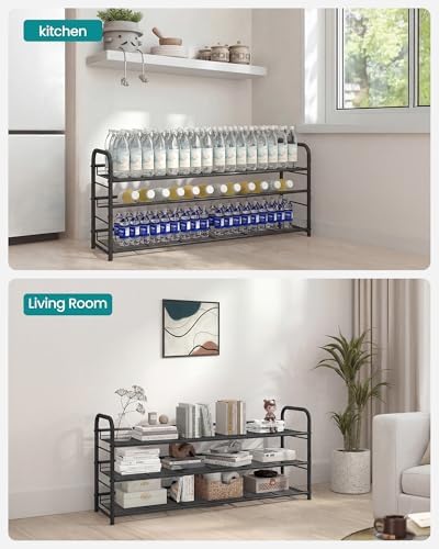 SONGMICS 3-Tier Long Stackable Metal Shoe Rack, Holds Up to 15 Pairs