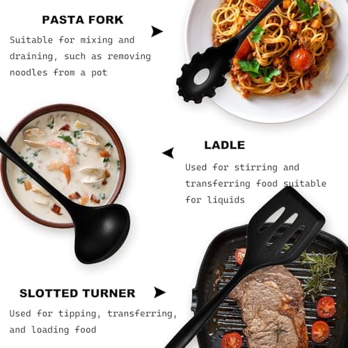 Silicone Kitchen Utensils Set - 428°F Heat Resistant Cooking Utensil Sets，Spatula,Turner,Tongs,Spoon,Whisk,Kitchen Utensil Gadgets Tools Set for Non-Stick Cookware，Dishwasher Safe BPA Free