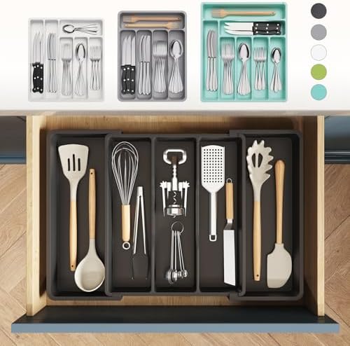 Lifewit Utensil Organizer for Kitchen Drawers, Expandable Utensil Tray