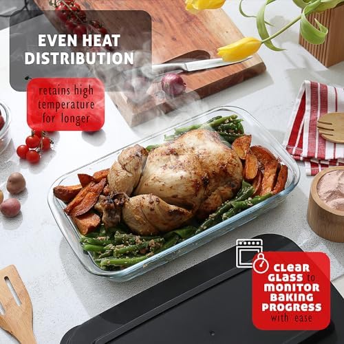 Nestl 16 pc Glass Baking Dishes for Oven, Glass Food Storage Containers with Lids, Leakproof Casserole Dishes for Oven with Lid, Cooking, Microwave Oven Freezer Safe Bakeware, 9x13 Lasagna Pan Black