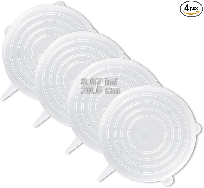 LELE LIFE 4 Pack Same Size Silicone Stretch Lids, Thicker Reusable Sturdy by LELE+LIFE