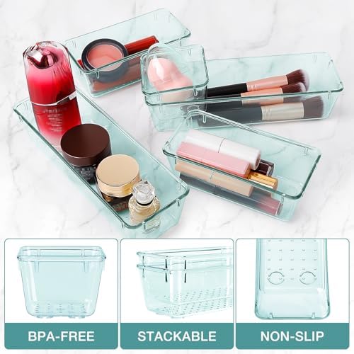 16 PCS Drawer Organizer Set, 5 Size Bathroom and kitchen organizer Trays