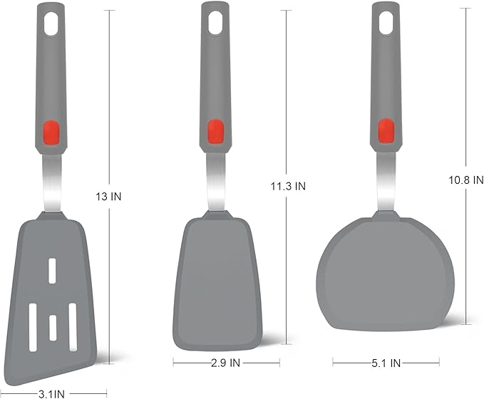 Silicone Spatula Turner Set of 3, Beijiyi 600°F Heat Resistant Cooking Spatulas - Image 2
