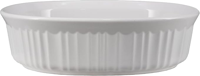 CorningWare FS12 1.5qt/1.4L French White Oval Ceramic Casserole Bakeware Dish - Image 2
