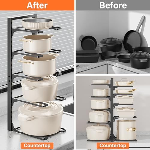 MUDEELA 10-Tier Pots and Pans Organizer under Cabinet, 23.62" H Heavy Duty