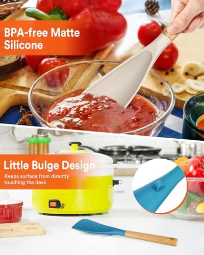 Badiano Silicone Cooking Spoon for Nonstick Cookwares, Multi-function,13.4"