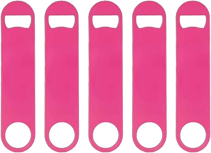 5 Pcs Pink Stainless Steel Heavy Duty Flat Bottle Openers, 7 Inch Solid Beer by Unknown