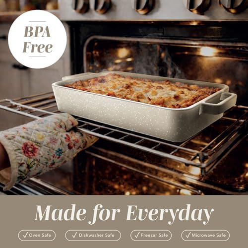 COOK WITH COLOR Ceramic Bakeware Set of 4, Porcelain Casserole Dishes for Oven, Rectangular Baking Dish Set with Handles, Oven Safe for Lasagna, Baking, Roasting & Serving