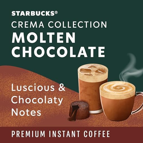 Starbucks Crema Collection Premium Instant Molten Chocolate Flavored Instant Coffee, 100% Arabica Beans, 3 Tins (7.12 Oz Each) 1.34 lb.