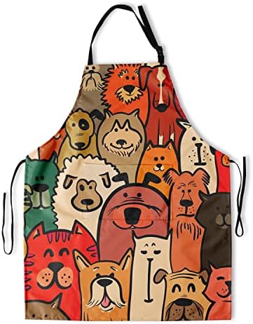 Giwawa Apron Unisex Resistant 33 x 28 inches with 2 Pockets Cooking Kitchen Aprons Suitable for BBQ Grill Drawing Haircut