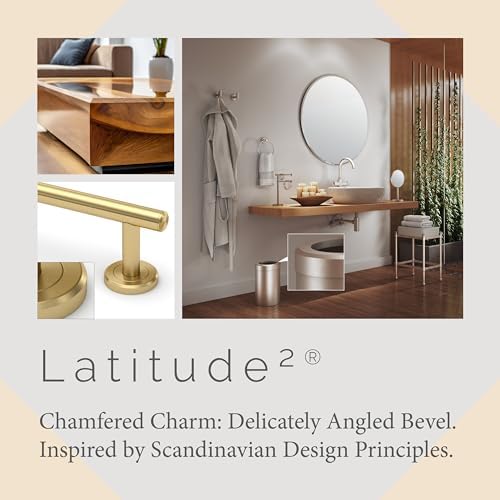 Gatco 4231 Latitude II 18-Inch Towel Bar, Wall Mounted Bathroom Towel Holder, Brushed Brass, Total Length 20.63"