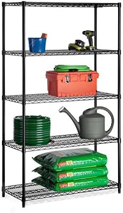 Honey-Can-Do 5-Tier Steel Shelving Unit, 800 lb/Shelf, Black, 42x18x72 in