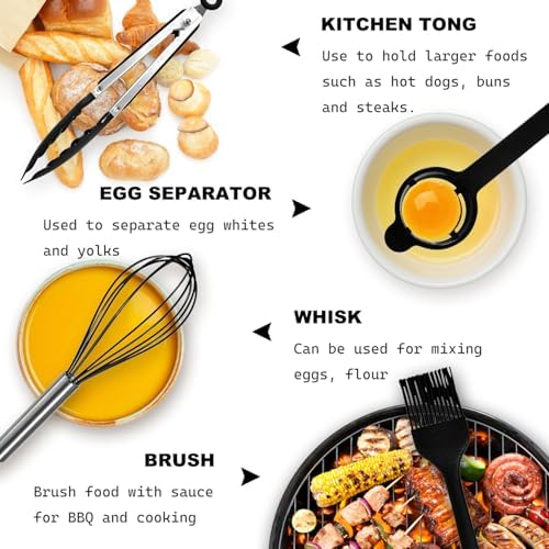 Silicone Kitchen Utensils Set - 428°F Heat Resistant Cooking Utensil Sets，Spatula,Turner,Tongs,Spoon,Whisk,Kitchen Utensil Gadgets Tools Set for Non-Stick Cookware，Dishwasher Safe BPA Free