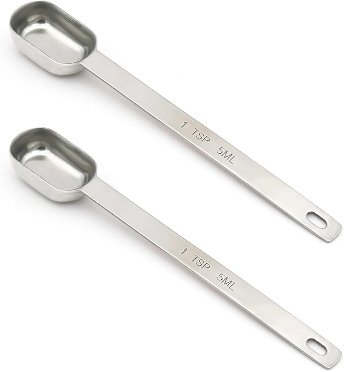 2PCS 1tsp Single Measuring Spoon, Stainless Steel Long Handle Individual by BERYLER