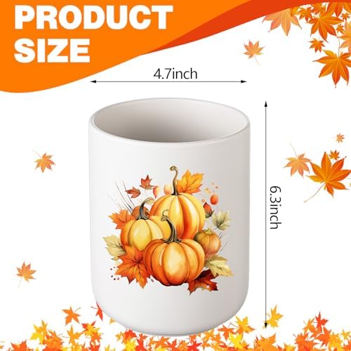 Sawysine Fall Ceramic Utensil Holder Pumpkin Kitchen Crock for Halloween