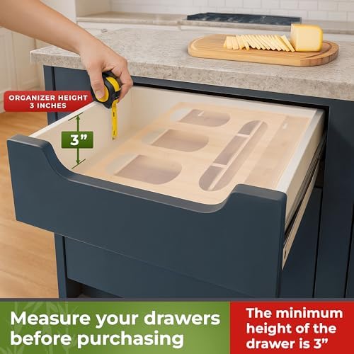 Bamboo Storage Bag Organizer for Drawer – Plastic Bag Organizer for Kitchen