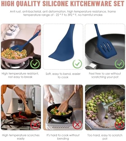 Blue Kitchen Utensils Set-12 Pieces Silicone Cooking Utensils Set