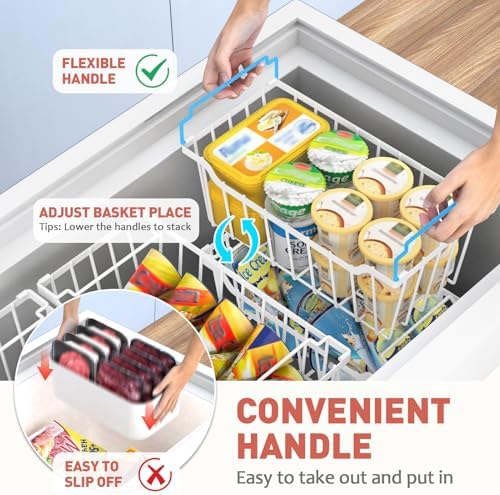 Goovilla Freezer Organizer Bins for 5-7 Cu.FT Chest Freezer, 4 Pack White