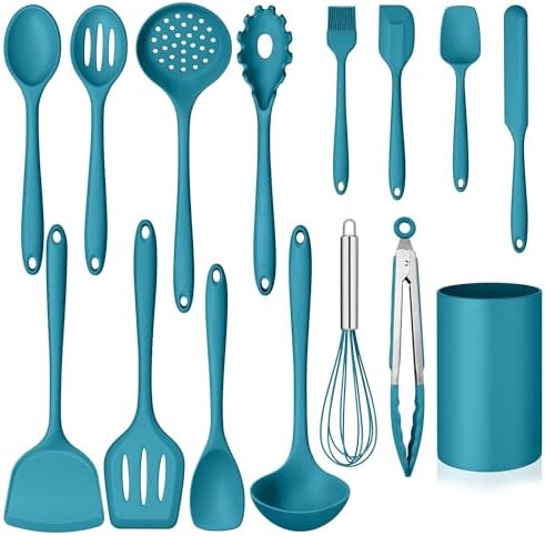 Homikit Silicone Cooking Utensils Set, 15 PCS Kitchen Utensil Spatula Set