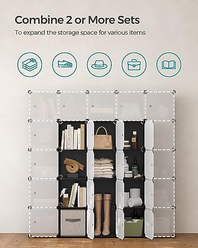 SONGMICS 12 Cube Storage Organizer with doors，Plastic stackable cube shelf