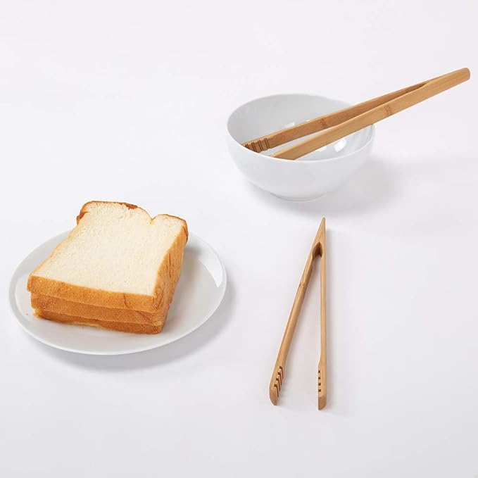 DUJEN 2 Pieces Bamboo Toast Tongs, 10.2 Inches Long Wood Toaster Tongs - Image 5